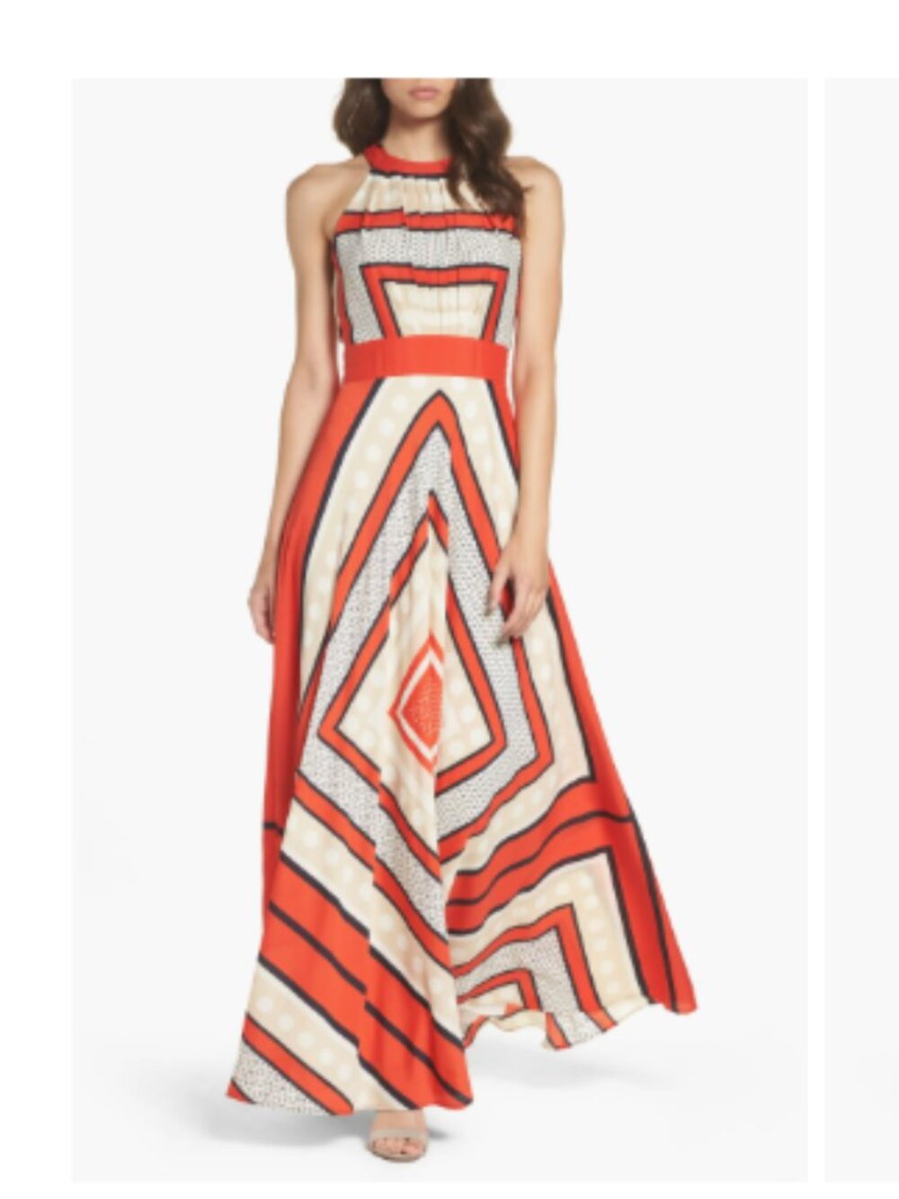 Eliza J Scarf Print Crêpe de Chine Fit & Flare Maxi Dress size 10 - Picture 2 of 15